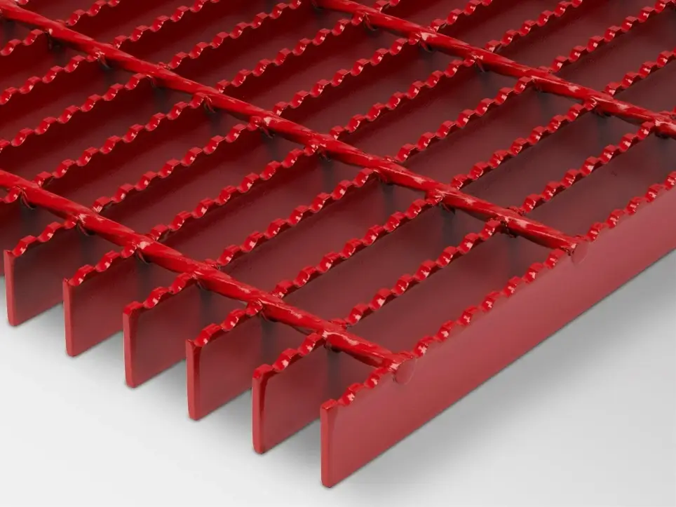 The Red Color Serrated Metal Grating