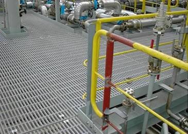 The Water Treatment Plant Platform Made By Irregular Metal Gratings and Equipment
